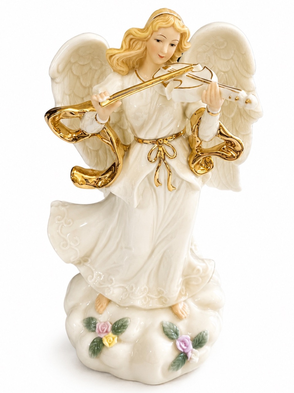 Sankyo Angel Violin Music Box Figurine 9.5 Inch